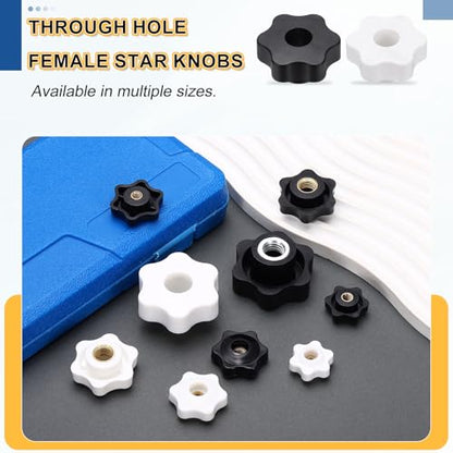 HARFINGTON 5pcs Star Knobs M10 Female Thread 48mm Head Iron Insert White - color: White, size: M10 x 48mm