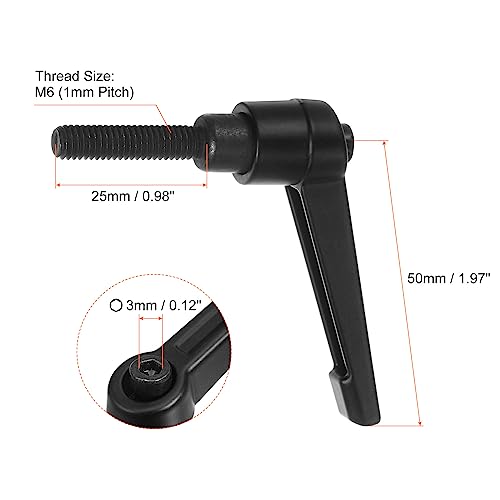 HARFINGTON 8pcs Adjustable Clamping Lever Handles M6 x 25mm Male Thread Bolt Knobs Rotating Screw Locking Quick Release Ratchet Push Button Handle, Black - size: M6 x 25mm