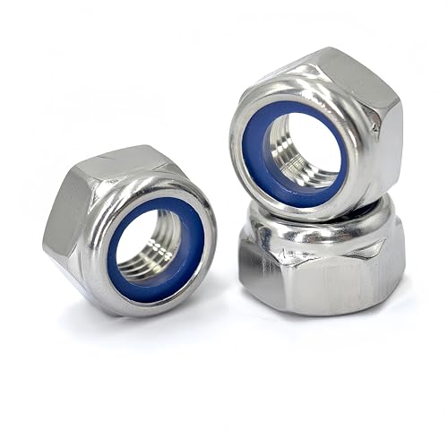 10Pcs M12 x 1.5mm Nylon Insert Hex Lock Nuts, 304 Stainless Steel Locknuts,Silver Tone - color: Silver, size: M12x1.5