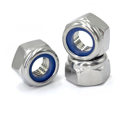 10Pcs M12 x 1.5mm Nylon Insert Hex Lock Nuts, 304 Stainless Steel Locknuts,Silver Tone - color: Silver, size: M12x1.5