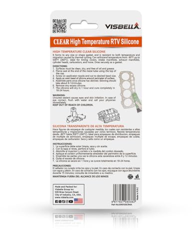 Visbella High Temperature RTV Silicone Gasket Maker, Sealed Oil Resistant Waterproof Quick Dry Liquid for Bonding Internal Combustion, Steam Turbines, Automotive Engine Parts 3.7OZ (Clear) - color: Clear