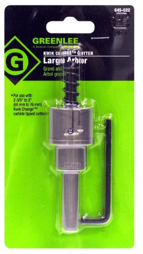 Greenlee 645-022 Hole Cutter Arbor, 2-3/8-Inch through 3-Inch, 1/2-Inch Shank - size: 2-3/8-Inch through 3-Inch, 1/2-Inch Shank