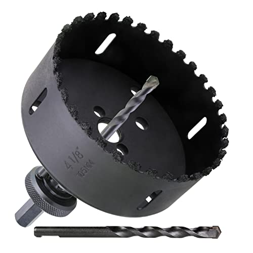 4-1/8 inch Carbide Grit Hole Saw Cutter for Hardy Plank Air Brick Stucco Drywall Fiber Cement siding Backer Board Plasterboard - color: 4-1/8"(105mm)