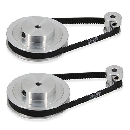 2Kit 2GT Synchronous Wheel 20&80 Teeth 5mm Bore Aluminum Timing Pulley with 2pcs Length 250mm Width 6mm Belt (20-80T-5B-6) - size: 20-80T-5B-6