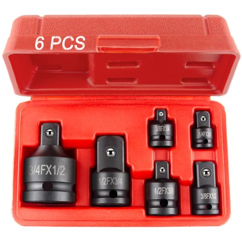 StrugDeas 6 Piece Impact Socket Adapter and Reducer Set - size: Heavy-Black - 1/4", 3/8", 1/2", 3/4"