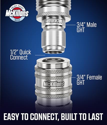 McKillans® 2025 Automatic Garden Hose Quick Connect [UNIVERSAL FIT] - Stainless Steel Quick Connect Hose Fittings - Water Hose Connectors - Quick Disconnect Adapter - INSTANT CONNECTION - 5 Pc Kit - color: Automatic Quick Connects