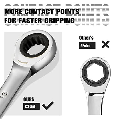 SORAKO Ratcheting Combination Wrench Industrial Grade Cr-V Steel Gear (A-13mm Metric) - style: 1-13mm Metric