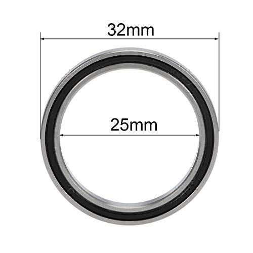 uxcell 6705-2RS Deep Groove Ball Bearings Z2 25mm x 32mm x 4mm Double Sealed Chrome Steel 2pcs - size: 25x32x4mm