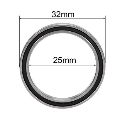 uxcell 6705-2RS Deep Groove Ball Bearings Z2 25mm x 32mm x 4mm Double Sealed Chrome Steel 2pcs - size: 25x32x4mm