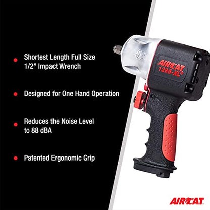 AIRCAT 1295-XL 1/2", Composite Impact Wrench, 900 ft-lbs Max Torque