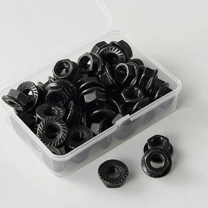 M10x1.5mm Metric Serrated Hex Flange Nuts, Grade 10.9 Alloy Steel, Heat Treated, Black Oxide Finish, 10PCS - color: Black, size: Black M10x 1.5mm