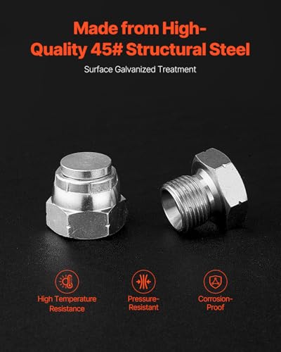 VEVOR 72 PCS ORFS Hydraulic Fittings, O Ring Face Seal Fitting Kit, Hydraulic Hose Tube and Pipe Fittings, Cap and Plug Set for Hydraulics, O Ring Assortment Kit Precision Thread, Sizes 4 6 8 10 12 16