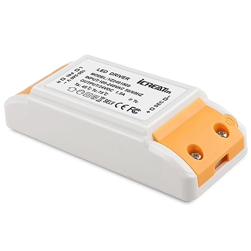 24V LED Driver, 120V AC to DC 24V 36W Class 2 Transformer, 24 Volt 36 Watt Power Supply Adapter for LED Strips G4, MR11, MR16 Bulbs, Computer Project and Any 24Volt Lights - size: 24V1.5A