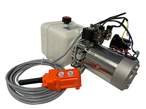 Hydraulic Pump for Dump Trailer 12 Volt DC Double Acting - Solenoid Hydraulic Power Unit 4 Quart Plastic Tank - Dump Trailer Electric Hydraulic Power Pack - size: 4 Quarts