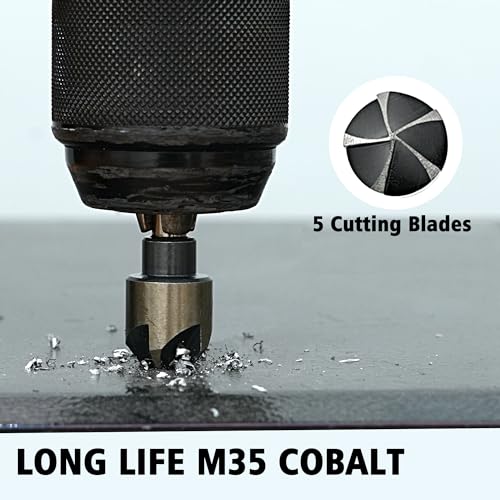 GMTOOLS 5Pcs Step Drill Bit & 5Pcs Countersink Drill Bit Set, Titanium Coated, 50 Sizes of Step Bit for Metal with Aluminum Case, Multiple Hole Stepped Up Bits for DIY - style: 11PCS