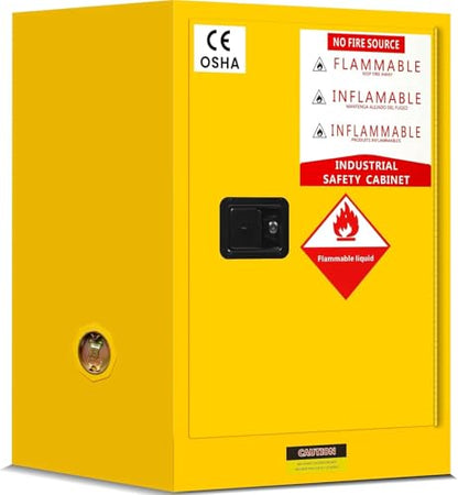 12 Gal Flammable Storage Cabinet, 22" H x 17" W x 17" D Fire Cabinet