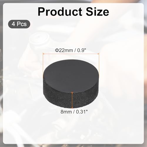 PATIKIL Rubber Solid Discs Washers, 4 Pcs Anti-Vibration Spacer 22mm OD x 8mm Thick Rubber Round Gasket Pad Bushings Spacer Washer for DIY Gasket Craft, Black - size: 22mm x 8mm