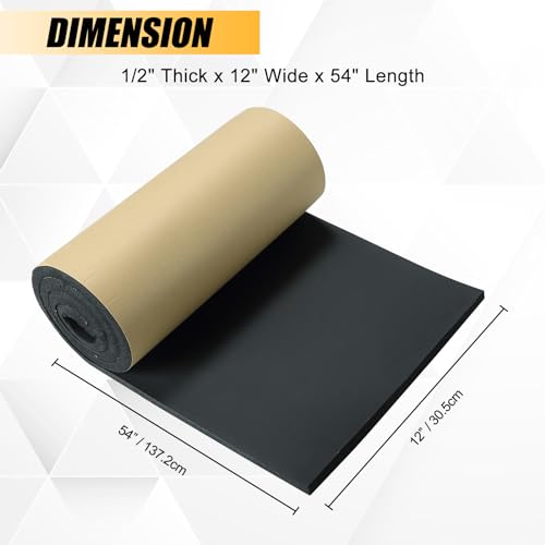 Sponge Neoprene Foam Sheet with Adhesive, 1/2" T x 12" W x 54" L - size: 1/2" T x 12" W x 54" L