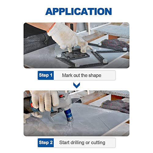 HIGHDRIL Multi Angle Measuring Ruler 5-Hole Drill Locator & Diamond Drill Bit Kit Triangle Shank for Porcelain Tile Ceramic Marble Brick Vacuum Brazed Hole Saw(6/8/10/20/25/28/32/35/45/50/65mm) - size: Shank Set3