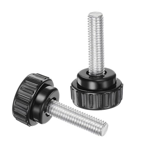 uxcell 4pcs Knurled Clamping Knobs M8 x 30mm Metric Zinc Plated Carbon Steel Male Thread Thumb Screw on Type 30mm Plastic Round Head Threaded Hand Bolt Stud Knobs Black - size: M8 x 30mm x 30mm