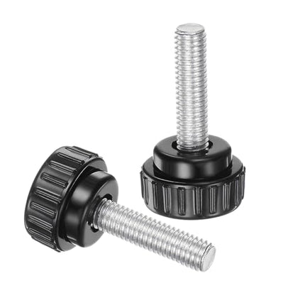 uxcell 4pcs Knurled Clamping Knobs M8 x 30mm Metric Zinc Plated Carbon Steel Male Thread Thumb Screw on Type 30mm Plastic Round Head Threaded Hand Bolt Stud Knobs Black - size: M8 x 30mm x 30mm