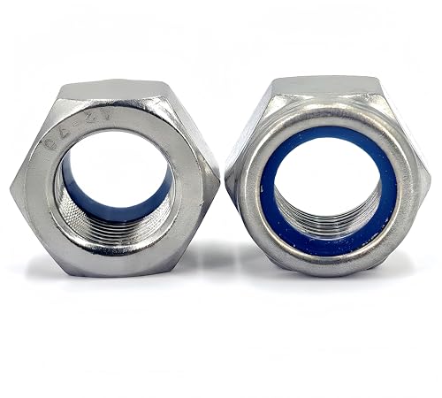 4Pcs M18x 1.5mm Nylon Insert Hex Lock Nuts, 304 Stainless Steel Locknuts,Silver Tone - color: Silver, size: M18x1.5