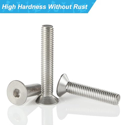 M8 x 40mm 45mm 50mm 55mm 60mm Flat Head Hex Socket Cap Screws Countersunk Bolts, Stainless Steel 304, Metric Allen Drive, Bright Finish, Fully Threaded, Assortment Kit 20PCS - size: M8x40/45/50/55/60 mm