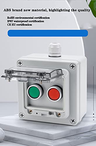 Red Stop Green Start Momentary Push Button Box IP67 22mm with Safety Cover - color: Red/green instantaneous switch box