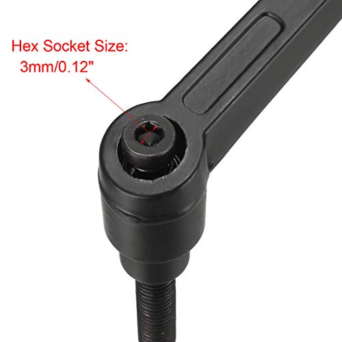 uxcell 5pcs Adjustable Clamping Lever Handle M6 x 25mm Metric Black Oxide Carbon Steel Male Threaded Stud Hand Knobs Ratchet Rotating Screw Handles Bolts with Locking Lever Black - size: M6 x 25mm