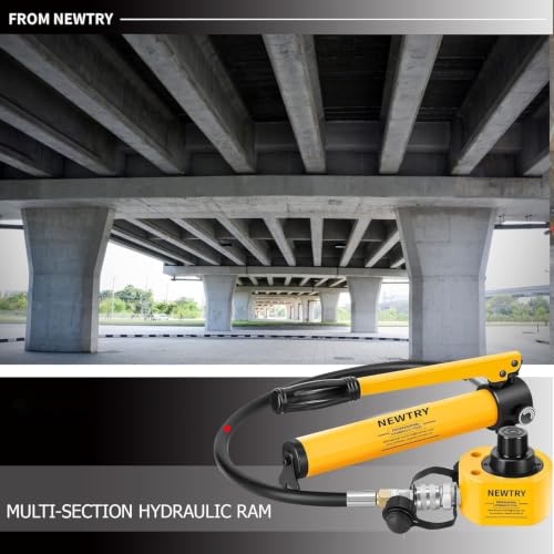 NEWTRY 10T Low Profile Jack+ CP-180 Hand Pump, 1" Stroke Multi-Section - size: 10T Hydraulic Jack + cp-180 Pump
