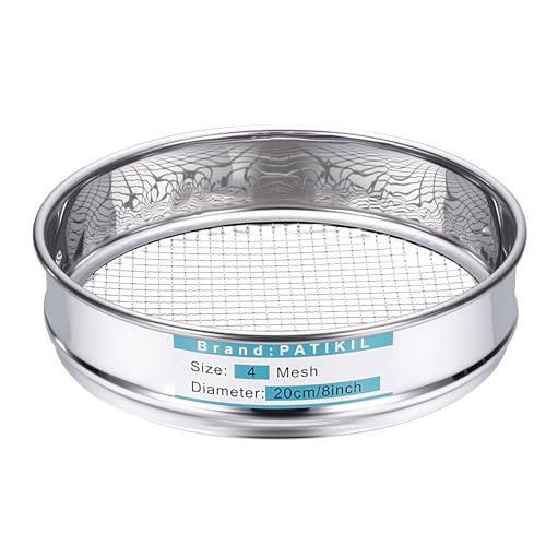 PATIKIL Lab Sieve 4 Mesh(5mm) 7.9"(20cm) Diameter Sifting Screen - size: 4 Mesh(5mm)/7.9"