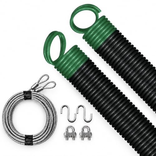Randall Manufacturing 25" Garage Door Extension Springs, 120 lb Green End, 2-Pack – Includes 156" x 1/8" Safety Cables, S-Hooks & Adjustment Clips – for 7 FT Doors – Made in USA - size: 120 LBS Green End 2 Springs