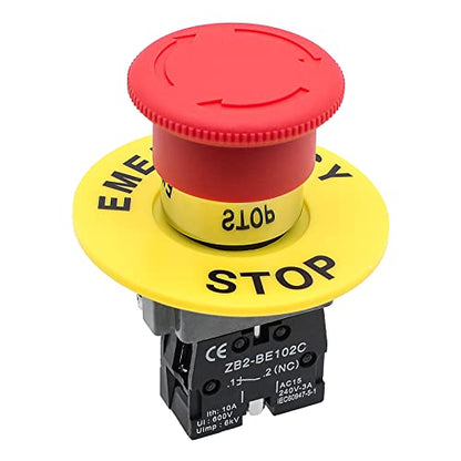 1Pack Red Mushroom Head Emergency Stop Push Button Switch Press - style: Red Mushroom Head Emergency Stop Switch 1NC