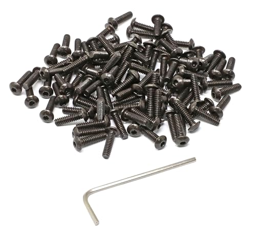 iexcell 100 Pcs #6-32 x 1/2" Alloy Steel 10.9 Grade Hex Socket Button Head Cap Screws Bolts Kit, Black Oxide Finish - size: #6-32 x 1/2"