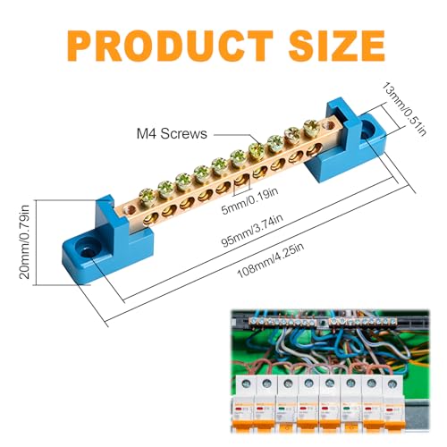 4PCS Grounding Bus Bar 10 Positions - size: 10 Positions-4Pcs