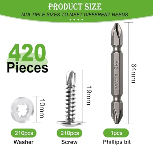 mxuteuk 420PCS #8×3/4" Self Tapping Screws,410 Stainless Steel - size: SV #8×3/4"