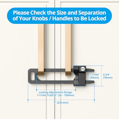 AST Keyed Cabinet Lock, 2 Locks 4 Keys, Key Alike, Childproof Drawer Latch - color: Matte Black