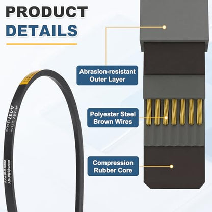 uxcell 3Pcs A737 Rubber V-Belt, 737mm Li x 13mm W x 8mm T, Classic Wrapped - size: A737