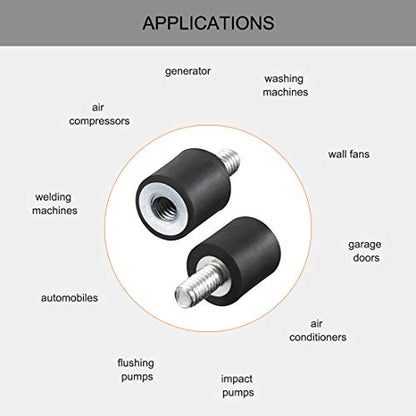 uxcell M4x8mm Male Female Rubber Mounts, Shock Absorber, for Motor Generator Compressor Garage Reverse Osmosis Pump Impact Air Generator Car Bobbins, D10mmxH10mm 4pcs - size: M4*8 D10*H10