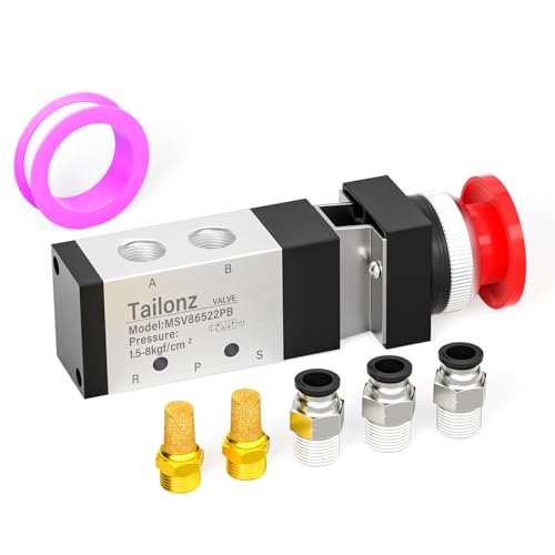 TAILONZ PNEUMATIC 1/4”NPT Automatic reset type Push Button 5 Way 2 Position Pneumatic Control Mechanical Valve - size: 5 Way 2 Position