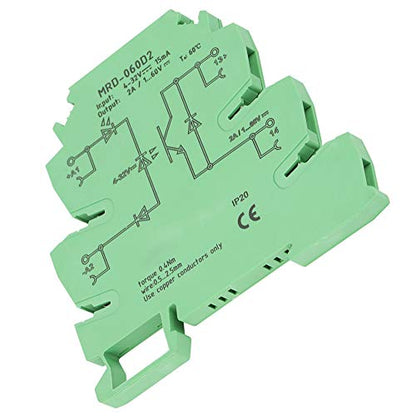 DIN Rail Relay Module, MRD-060D2 Ultra-Thin DIN Rail Mount Relay 6.2mm Solid State Relay Module Input 4-32VDC NO with LED Input State Indicator