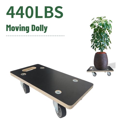 Furniture Mover Dolly Portable Wood Rolling Mover for Moving Furniture Sofa Cabinet Refrigerator, 360° Rotatable Soft TPR Rubber Universal Wheels, 440Lbs Capacity, Black (2 Packs) - color: Mini Rectangle