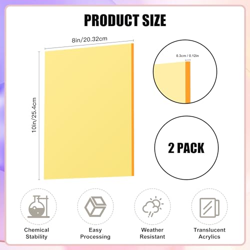 Fluorescent Yellow Acrylic Sheets 1/8 inch Thick 3mm 8 x 10 Clear Plexiglass Sheets,for Sign,Craft,Painting,Laser Cutting,DIY Display Projects… (8"x 10", Fluorescent Yellow, 2) - color: Fluorescent Yellow, size: 8"x 10"