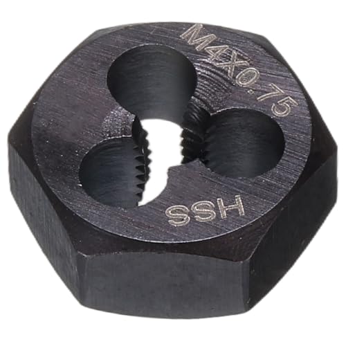 HARFINGTON Hex Threading Die M4 x 0.75 Metric Thread Right Hand High Speed Steel Rethreading Fixed Die Screw Cutting Tapping Repair Tool - size: M4 x 0.75