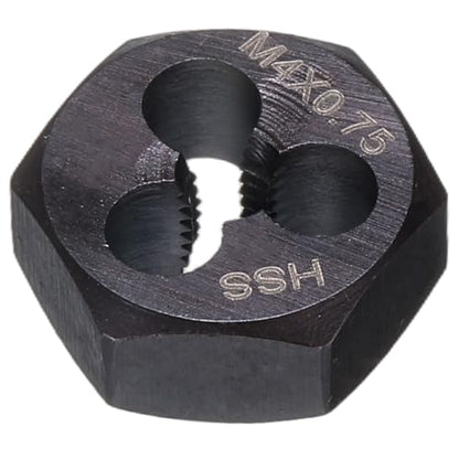 HARFINGTON Hex Threading Die M4 x 0.75 Metric Thread Right Hand High Speed Steel Rethreading Fixed Die Screw Cutting Tapping Repair Tool - size: M4 x 0.75