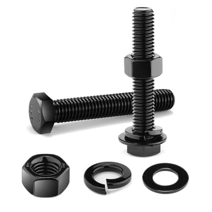 5/16-18 x 3" Hex Head Screw Bolt, Nuts, Flat & Lock Washers, 10Pcs 18-8 (304) Stainless Steel, Fully Threaded, Black Oxide by SG TZH - size: 5/16-18 x 3"