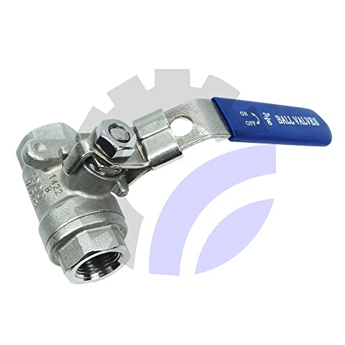 AF Hydro 3/8'' NPT 2 Piece Reducing Ball Valve, Stainless Steel SS316 Standard for Water, Oil and Gas with Blue Locking Handles - size: 3/8 Inch