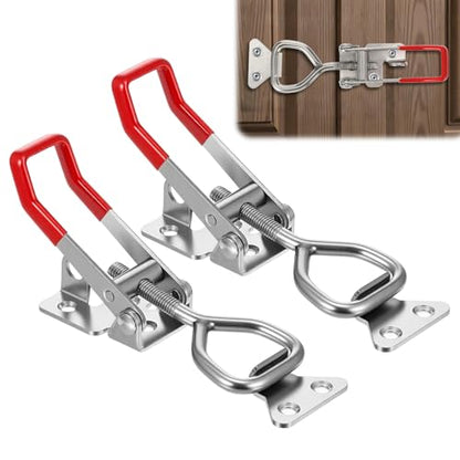 2 Pack 4003 Toggle Latch Clamp, 304 Stainless Steel Adjustable Toggle Latches With Lock Hole, High Loading Capacity Heavy Duty Toggle Clamp for Smoker Lid Jig, ToolBox Case