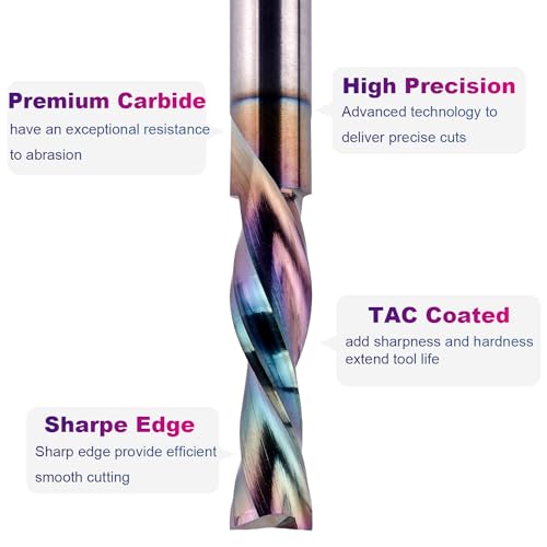 SpeTool 1/4 Inch Shank Downcut Spiral Router Bit 1/4 Inch Cutting Diameter 1 inch Cutting Length with Extra Long Life Coating CNC Router Bits End Mill for Woodwork Mortise Slot - size: 1/4" Dia - 1" CL -1/4" Shank, style: DOWN CUT