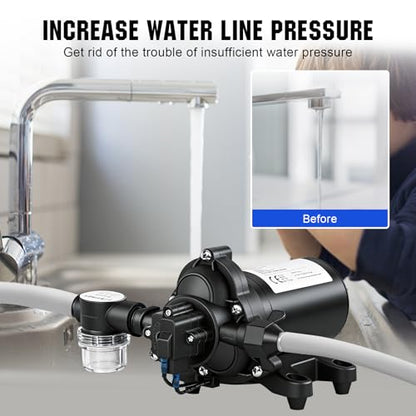 ECO-WORTHY 33-Series Industrial Water Pressure Pump 110V AC 4.0GPM 50PSI RV Fresh Water Diaphragm Pump include Garden Hose Adapters for Irrigation Marine Boat Sprinkler Faucet - color: Black 5